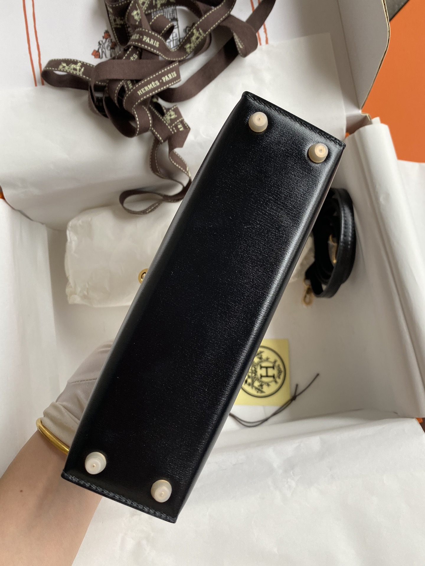 Hermes Kelly Mini II Bag 19CM In Black Box Leather